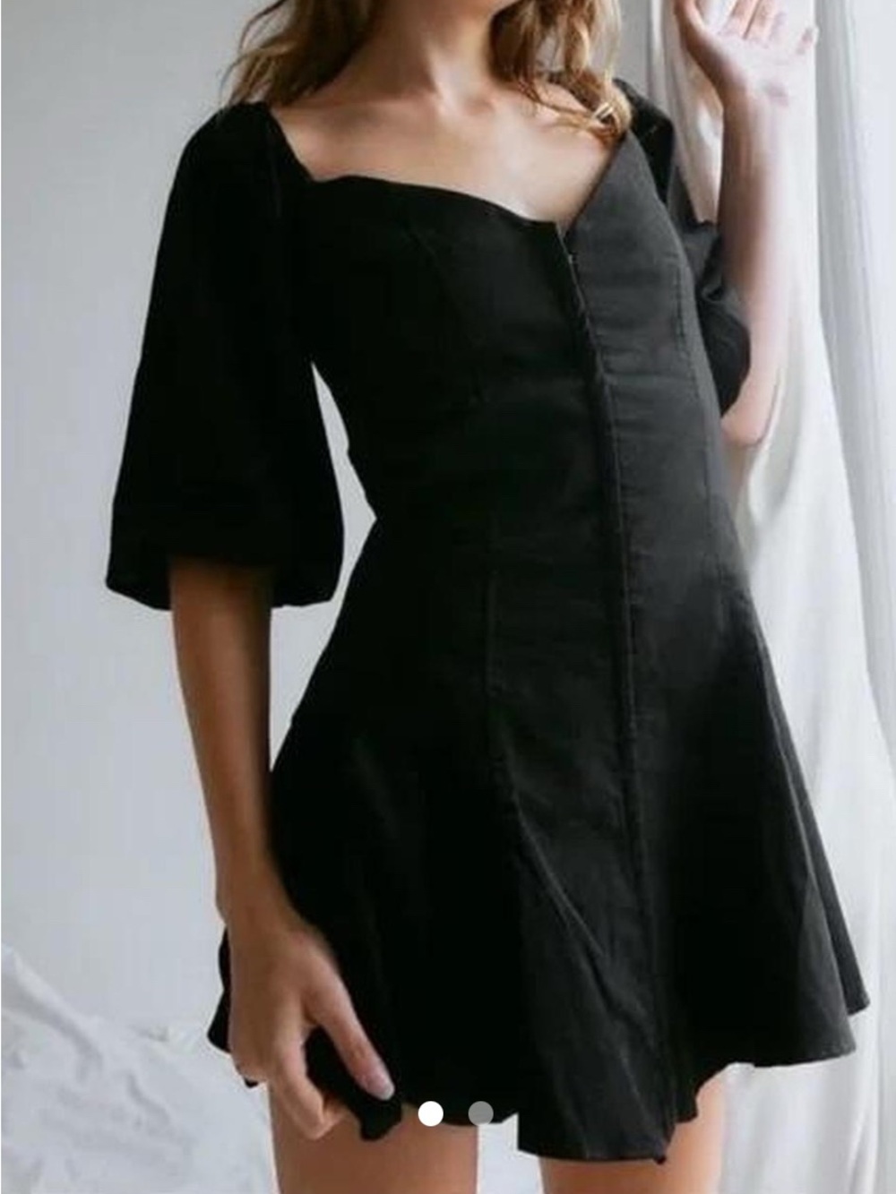 Zara Black Mini Dress with Puff Sleeves - Women's Elegant Fit